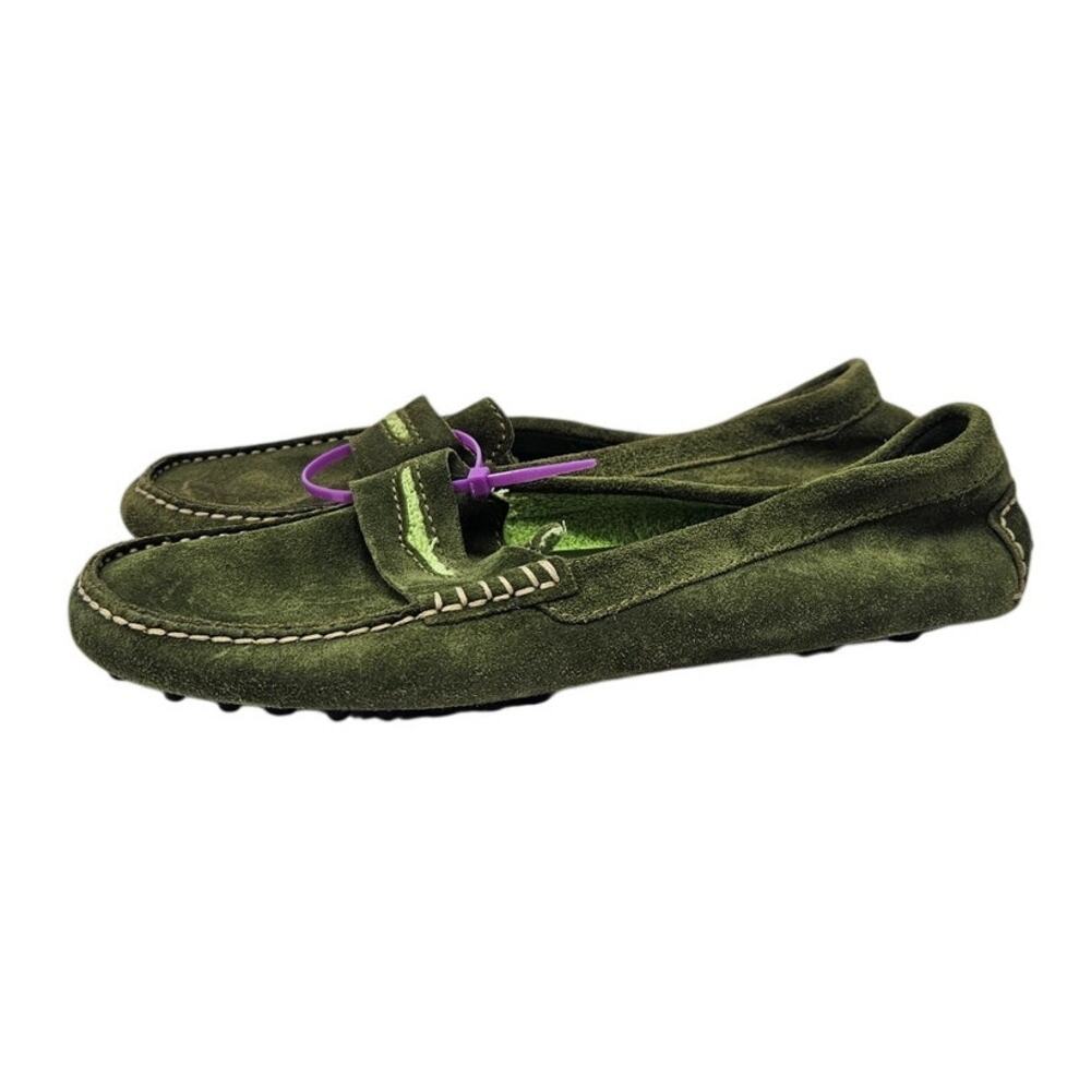 Manolo Blahnik 6 Green Suede Driving Penny Loafer Preppy Classic Casual